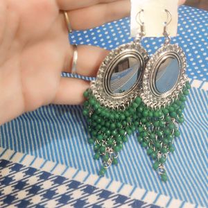 Earrings Green In Color