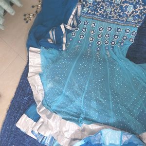 Never Used Anarkali Frock With All Diamond Wor