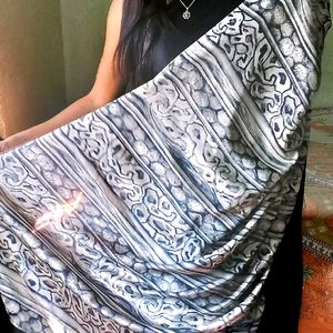 black Satin silk saree