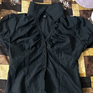 Office siren ruched black shirt (UNUSED)