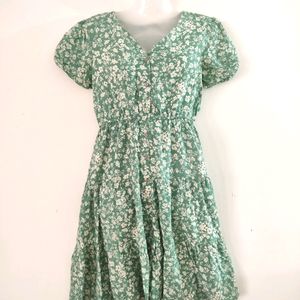 Zudio Green Printed Dress ( Women)