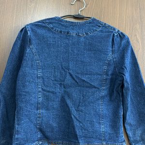 Navy Blue Crop Denim Jacket