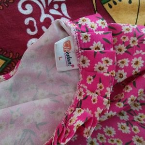 Pink Colour Flower Printed top