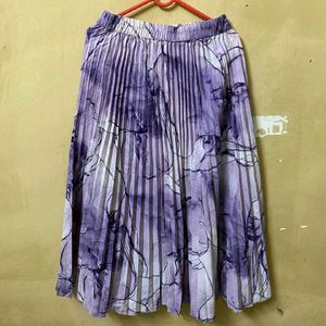 Pleated Purple Abstract Skirt