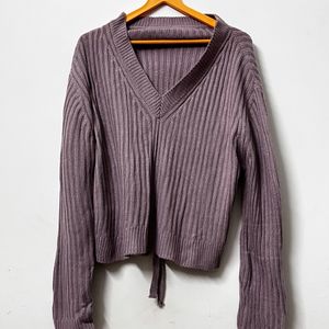 Purple Back Cutout Thin Sweater