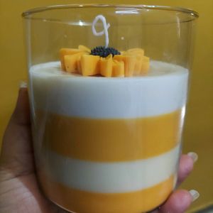 Glass Scented Candle With Sunflower