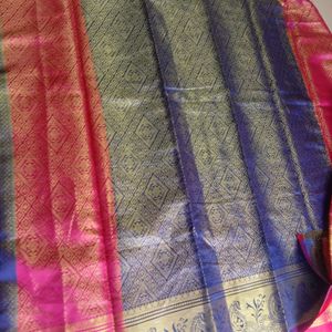 Beautiful Saree With Brocade Blouse Peace