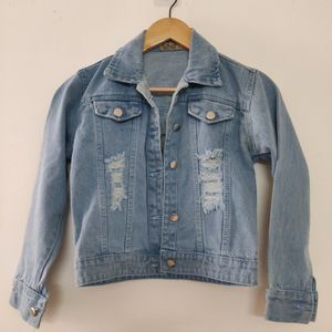 Denim Crop Distressed Jacket