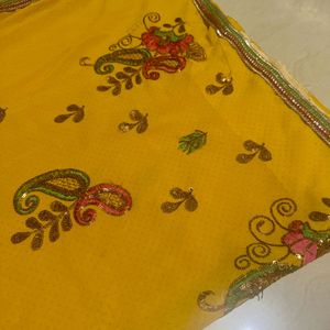 Crepe Yellow Saree