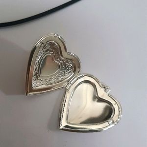 Big Silver Heart  Engraved Opening Photo Pendant