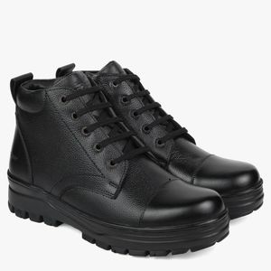 XHUGOY CHAIN LACE-UP COMBAT POLICE DMS BOOT BLACK