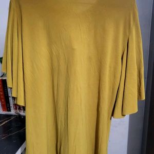 Mustard Magic: Stylish Synthetic Crepe Fabric Top.