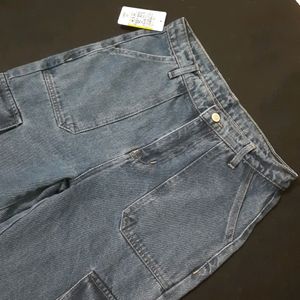 Ladies New Blue Cargo Jeans