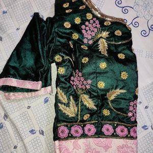 Green Padded Blouse (Pink & Golden Work)