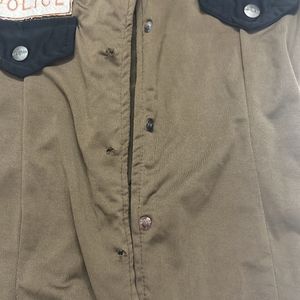 Olive Police Print Shirt / Jacket