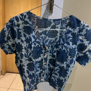 Navy Blue Printed Top