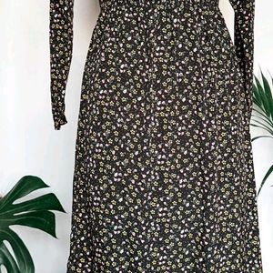 Pinteresty Black Floral Maxi Slit Dress