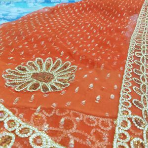 New Georgette Orange Saree