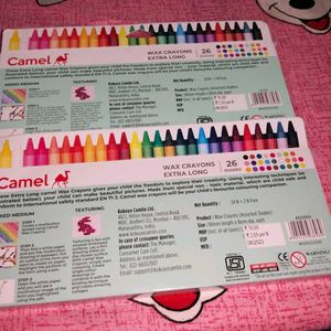 Camel Extra Long Wax Crayons 26 Shades Pack Of 2