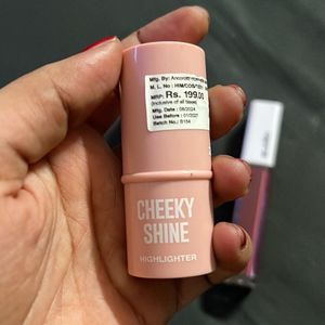 Combo Rose Pink Highlighter With Two Lip Colors