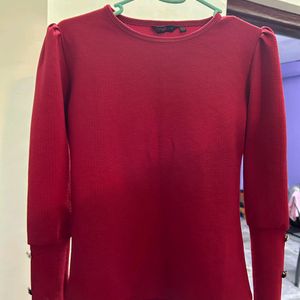 Women Maroon Full Sleeves Top