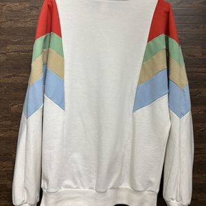 Women White And Red Colourblocked Sweatshirt