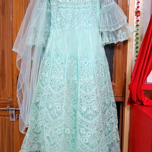 Pastel Green Colour Wedding Wear Dress