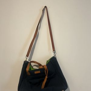 Contrast Tote Bag With Laptop Sleeve