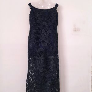 Navy Blue Embroidered Dress (Women's)