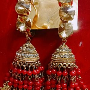 Jhumka  Earrings With Golden Stones and Stars⭐