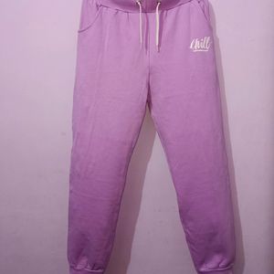 Women Lavender Mid Rise Joggers Stretchable