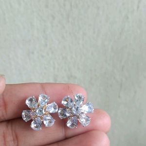 White Diamond Finish Earrings