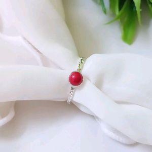 Original silver With Coral Stone Ring