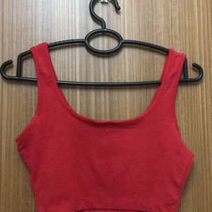 Pringles Print Red Sleeveless Tank Crop For Women