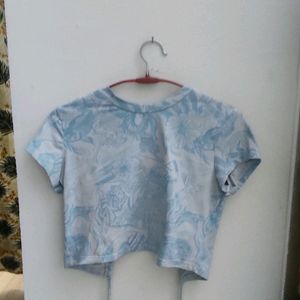 Blue Snake Print Crop Top