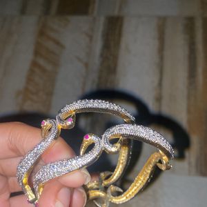 Bracelet And Two Heavy Bangles Women