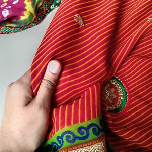 Stripe Line Saree With Blouse(Unused)