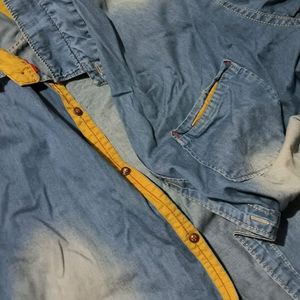 Denim XXL Men Shirt With White Sheds