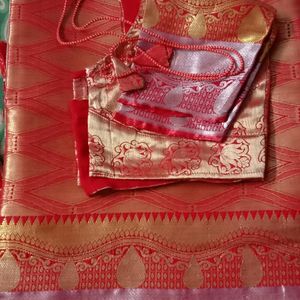 Red And royal Blue Pattu Saree