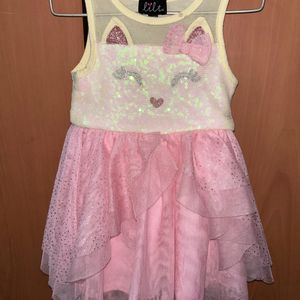 Cute Pink And Yellow Combination Party Frock