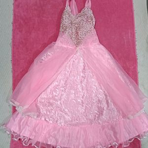 Baby Pink Party Wear Net Frock