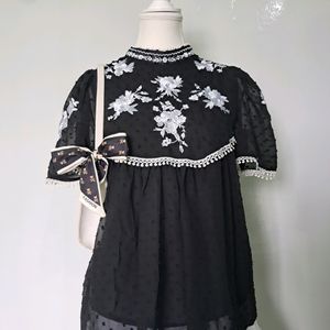 Black Embroidered Top