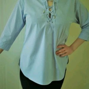 Stylish Shirt White With Blue Strap