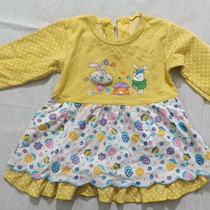 Baby Girl Wear Floral Yellow Frock 3 Set