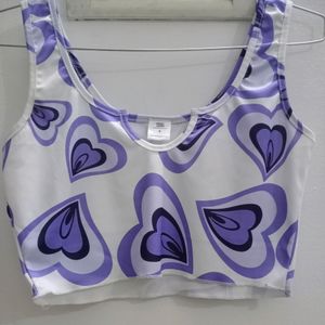 Purple Heart Printed Crop Top