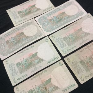 Old Indian Currency -5rs Notes (Set Of 7)