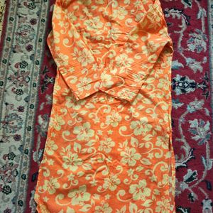 Orange Colour Cotton Soft Kurti