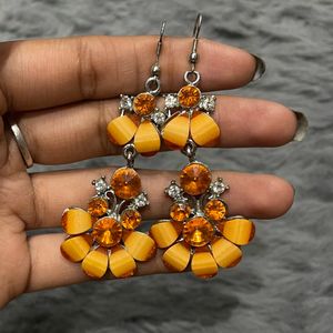 Orange Floral Earings