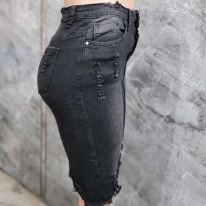 Black Denim Stretchable Skirt