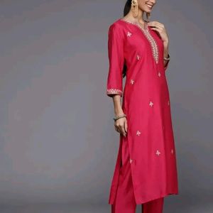 Rose Pink Bridal Stitched Kurti Pant Dupatta